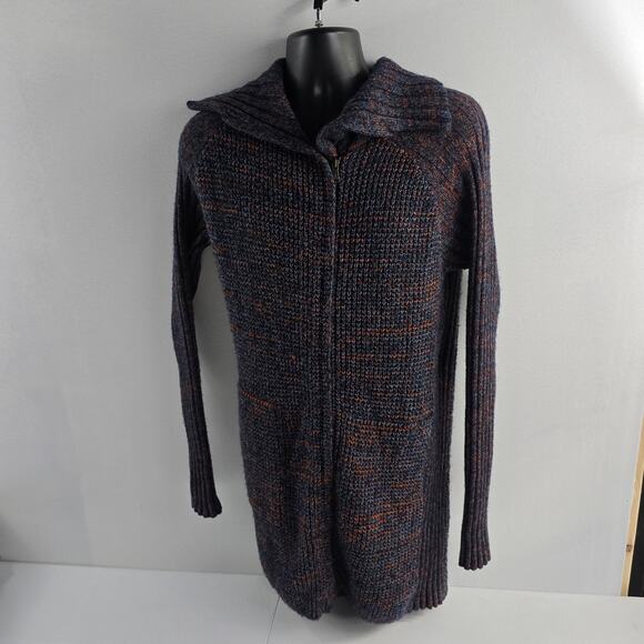 PrAna‎ Women Sweater long Cardigan Small multi Hooded Full Zip Knit Pocket - Picture 1 of 7